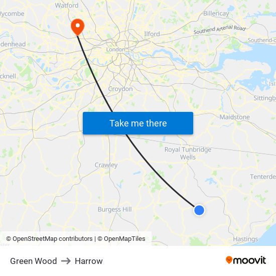 Green Wood to Harrow map