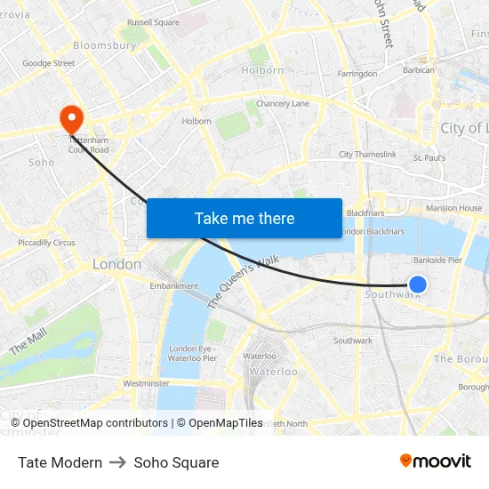 Tate Modern to Soho Square map