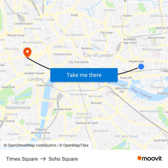 Times Square to Soho Square map