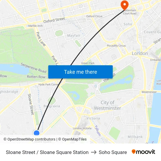 Sloane Street / Sloane Square Station to Soho Square map