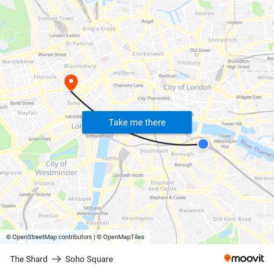 The Shard to Soho Square map