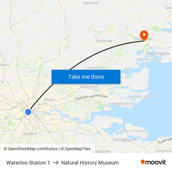 Waterloo Station 1, Waterloo to Natural History Museum map