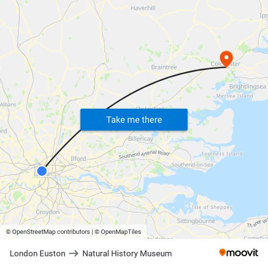London Euston to Natural History Museum map