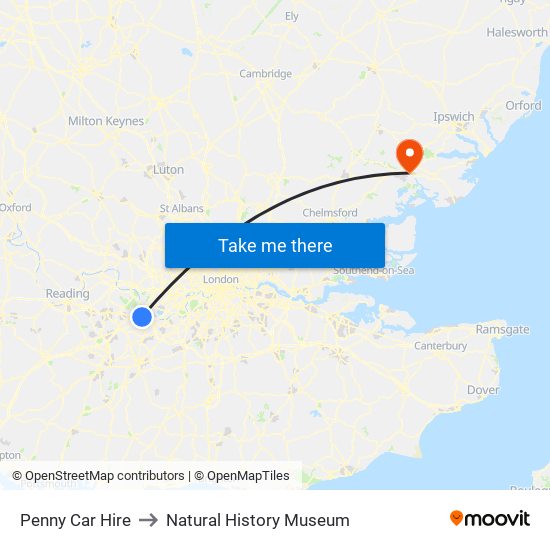 Penny Car Hire to Natural History Museum map