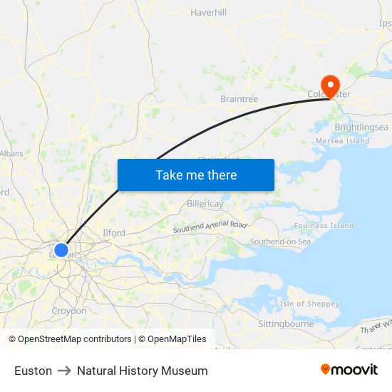 Euston to Natural History Museum map