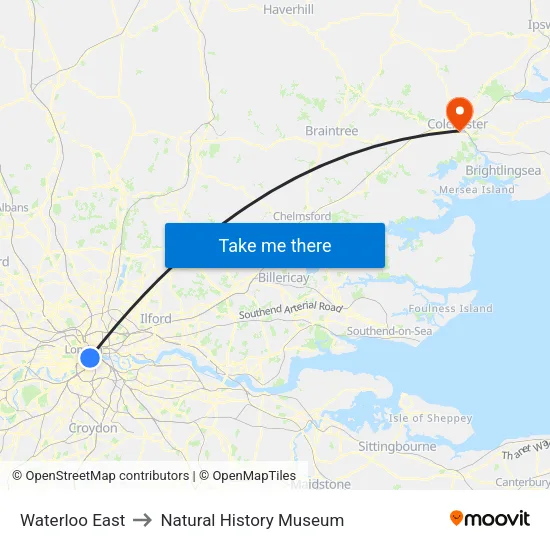 Waterloo East to Natural History Museum map