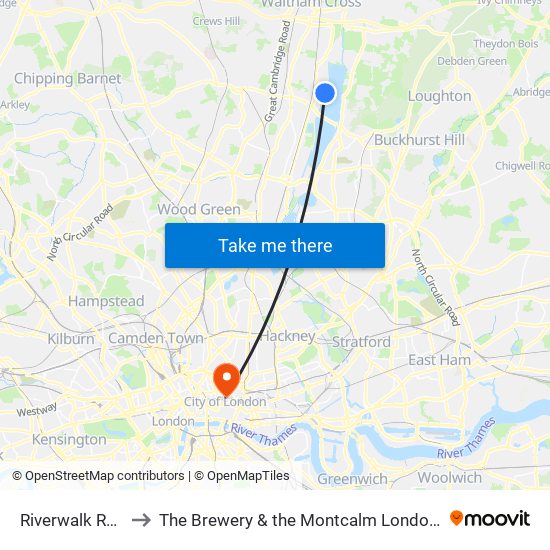 Riverwalk Road to The Brewery & the Montcalm London City map