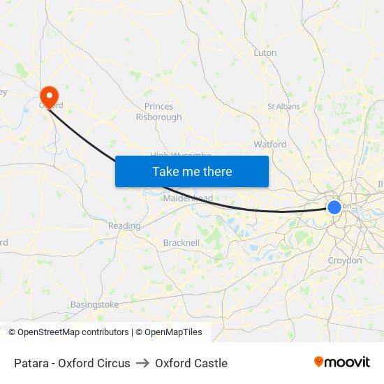 Patara - Oxford Circus to Oxford Castle map