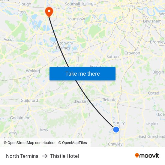 North Terminal to Thistle Hotel map