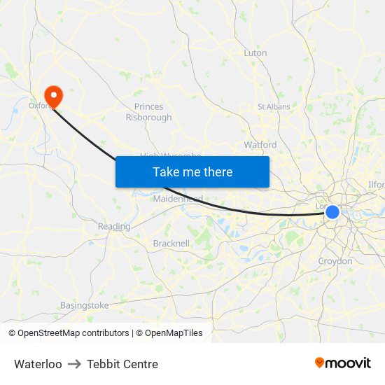 Waterloo to Tebbit Centre map