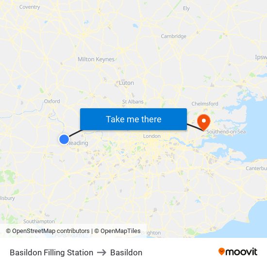 Basildon Filling Station to Basildon map