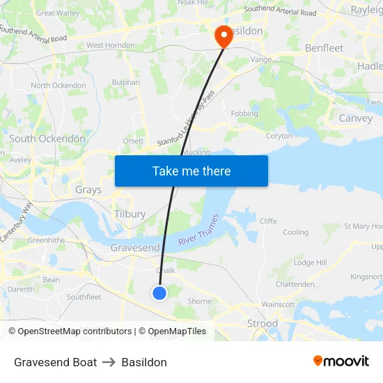 Gravesend Boat to Basildon map
