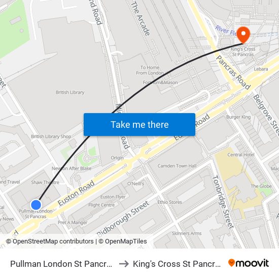 Pullman London St Pancras to King's Cross St Pancras map