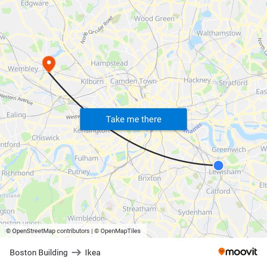 Boston Building to Ikea map