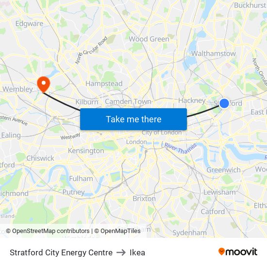 Stratford City Energy Centre to Ikea map