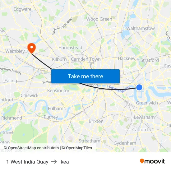 1 West India Quay to Ikea map