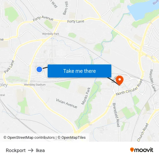 Rockport to Ikea map