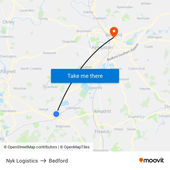 Nyk Logistics to Bedford map