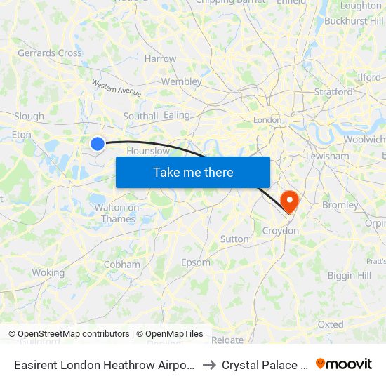 Easirent London Heathrow Airport Lhr to Crystal Palace F.C. map