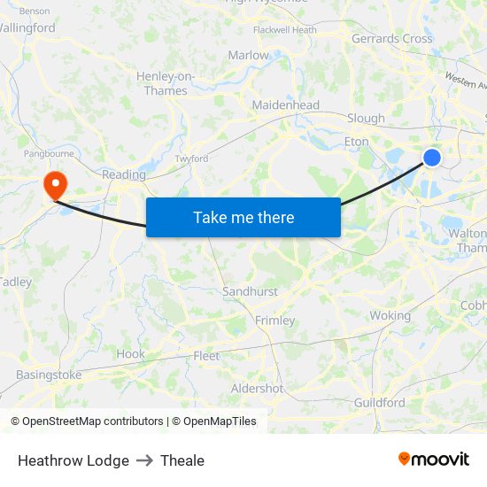 Heathrow Lodge to Theale map