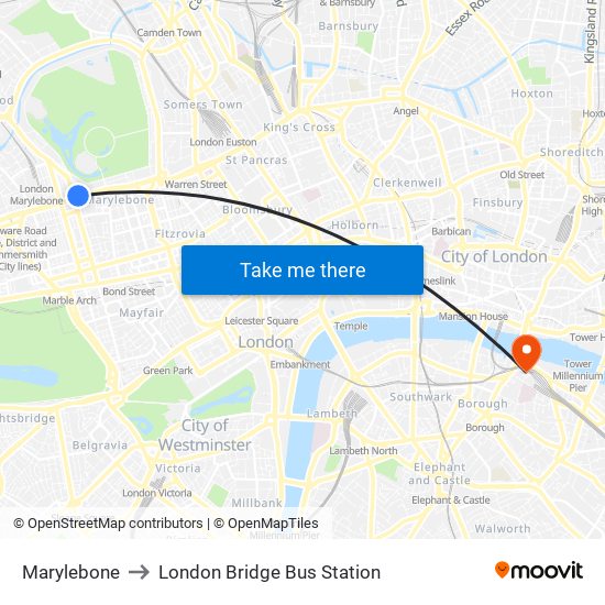 Marylebone to London Bridge Bus Station with public transportation