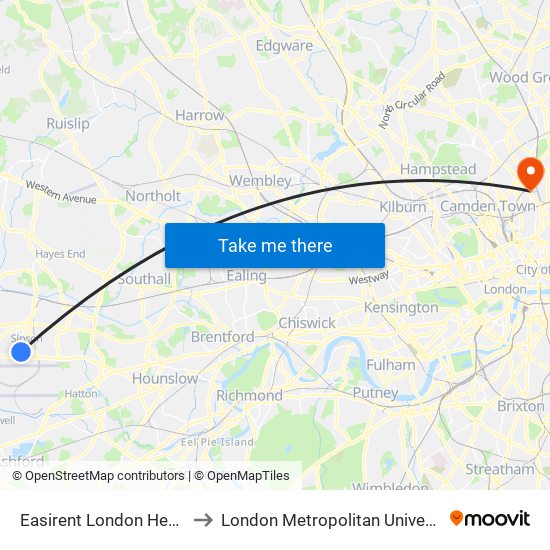 Easirent London Heathrow Airport Lhr to London Metropolitan University, Holloway Campus map