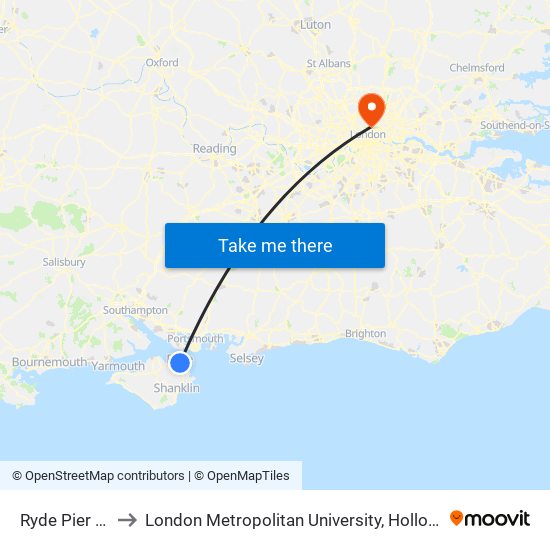 Ryde Pier Head to London Metropolitan University, Holloway Campus map