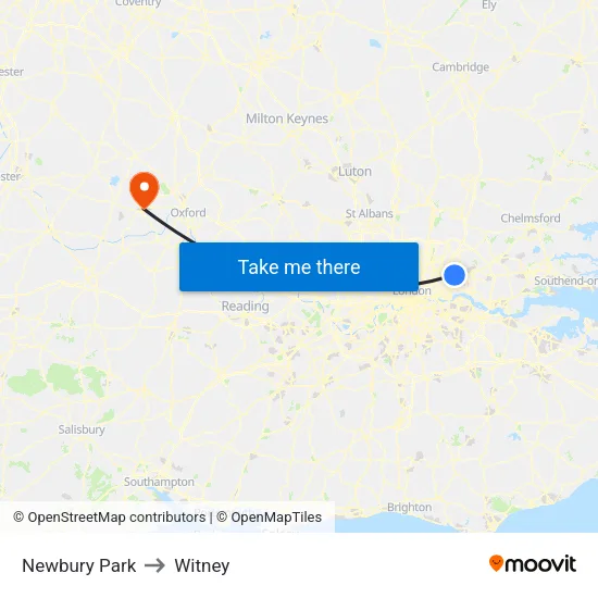 Newbury Park to Witney map