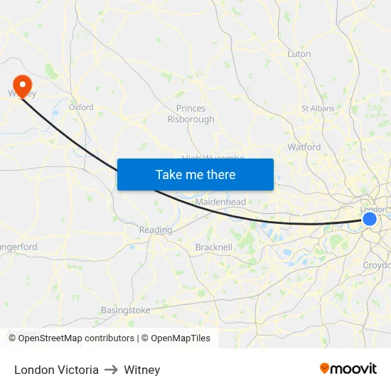 London Victoria to Witney map