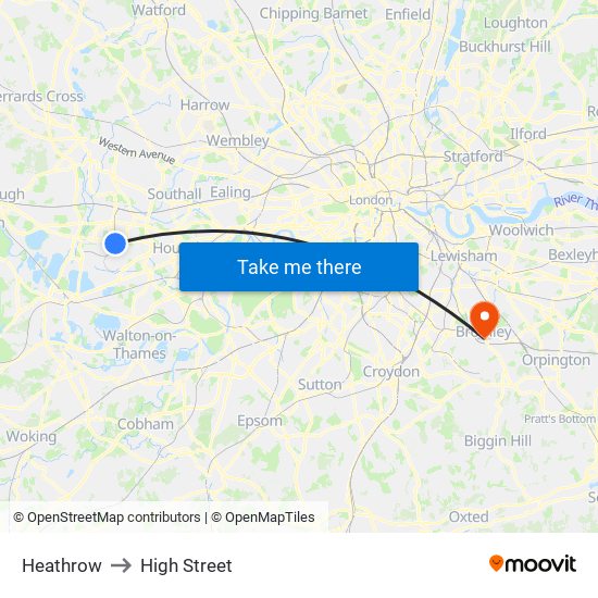 Heathrow to High Street map