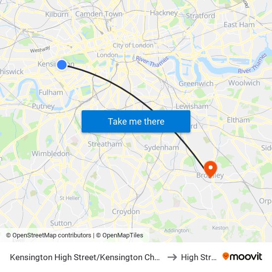 Kensington High Street/Kensington Church St. to High Street map