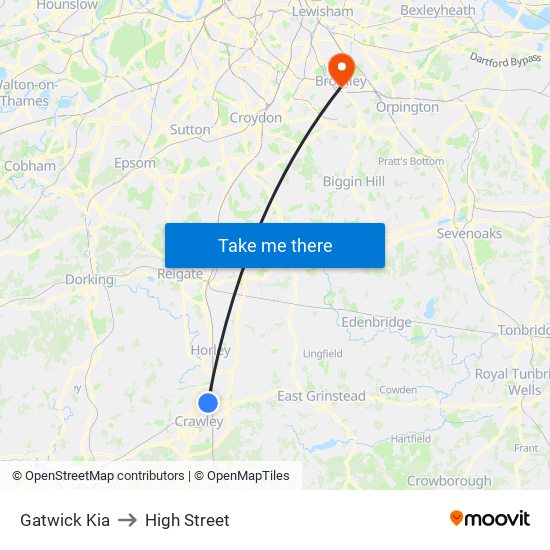 Gatwick Kia to High Street map