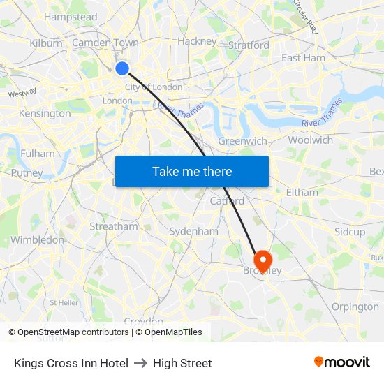 Kings Cross Inn Hotel to High Street map