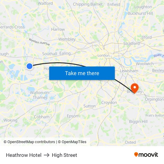 Heathrow Hotel to High Street map