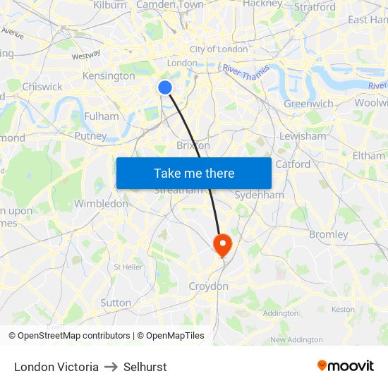 London Victoria to Selhurst map