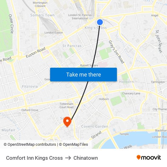 Comfort Inn Kings Cross to Chinatown map