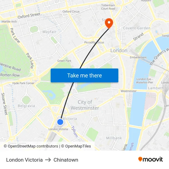 London Victoria to Chinatown map