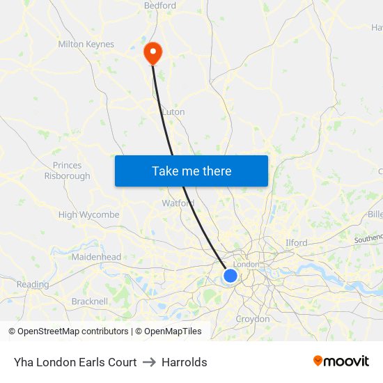 Yha London Earls Court to Harrolds map