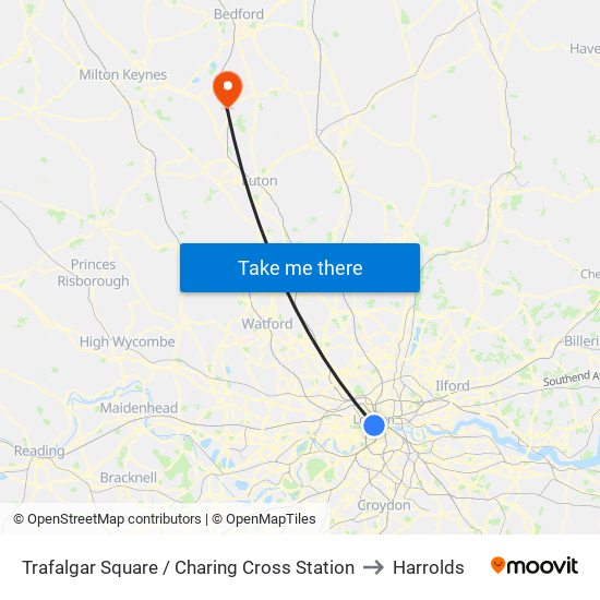 Trafalgar Square / Charing Cross Station to Harrolds map