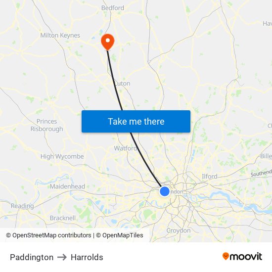 Paddington to Harrolds map