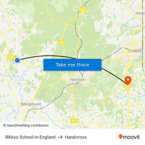 Rikkyo School-In-England to Handcross map