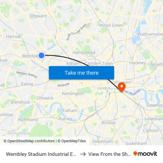 Wembley Stadium Industrial Estate to View From the Shard map