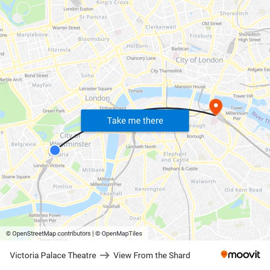 Victoria Palace Theatre to View From the Shard map