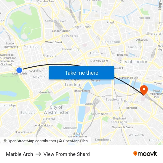 Marble Arch to View From the Shard map