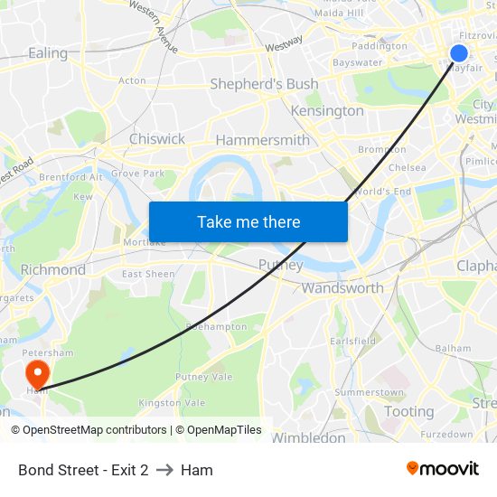 Bond Street - Exit 2 to Ham map