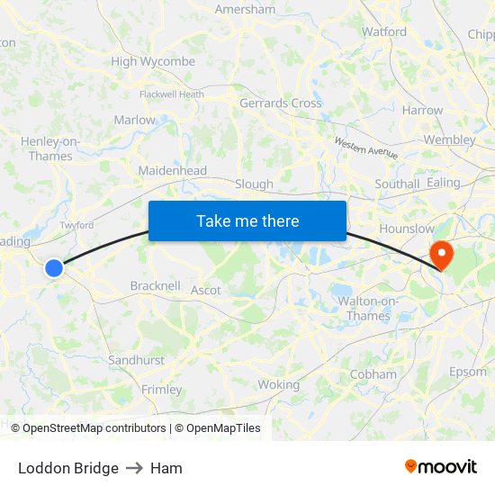 Loddon Bridge to Ham map
