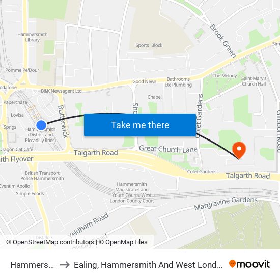 Hammersmith to Ealing, Hammersmith And West London College map