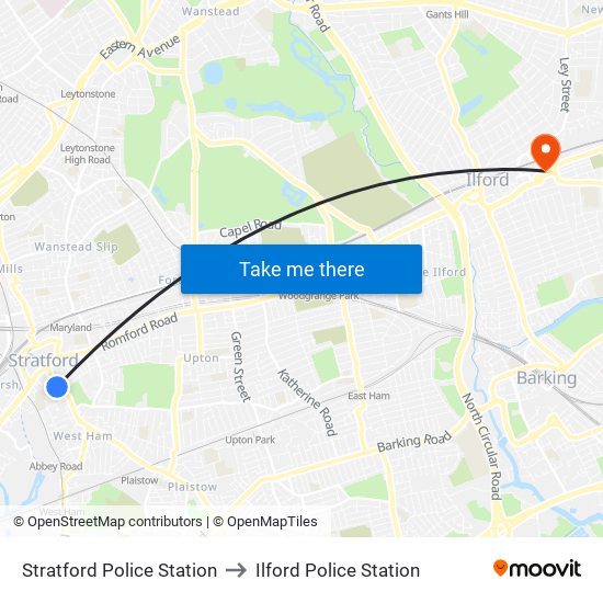Stratford Police Station to Ilford Police Station map