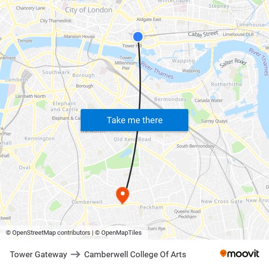 Tower Gateway to Camberwell College Of Arts map
