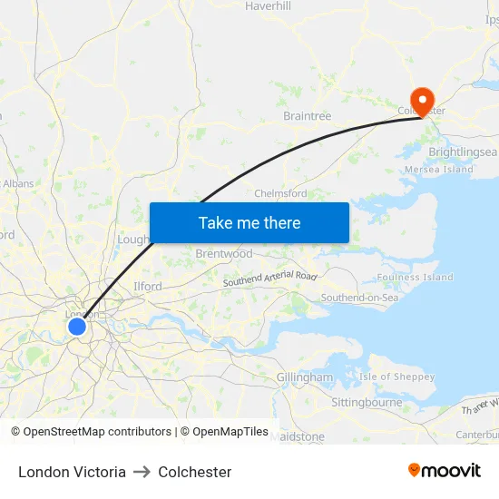 London Victoria to Colchester map